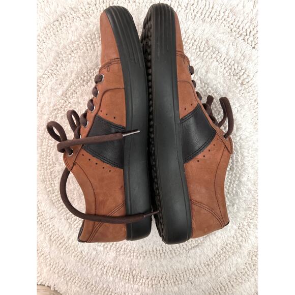 Ecco Men's Soft 7 Low-top Leather Sneakers Shoes brandy/black sz 9 - Picture 6 of 8